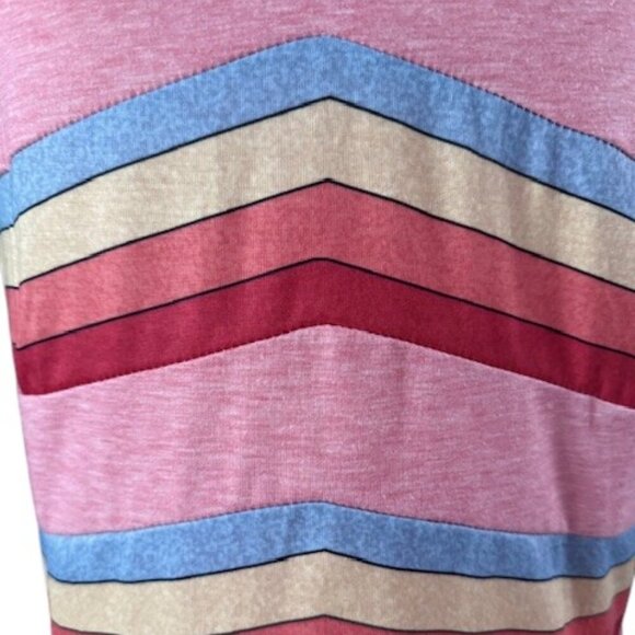 Saukole Women's V-neck Sleeveless Pink Top Tee Rainbow Stripes Pink Size XXL NWT - Picture 7 of 15